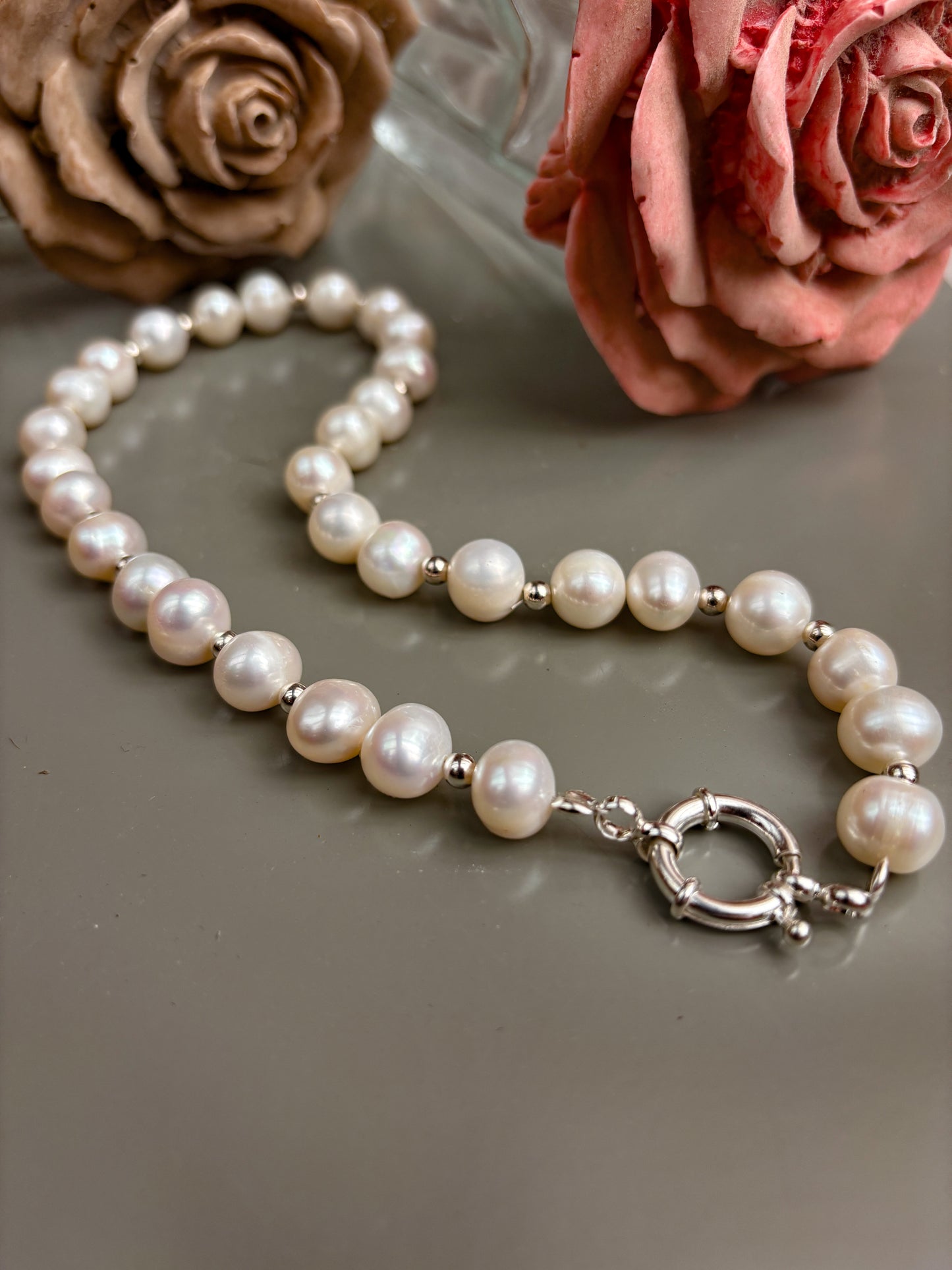 Collar de Perlas con cierre Marinero de Plata