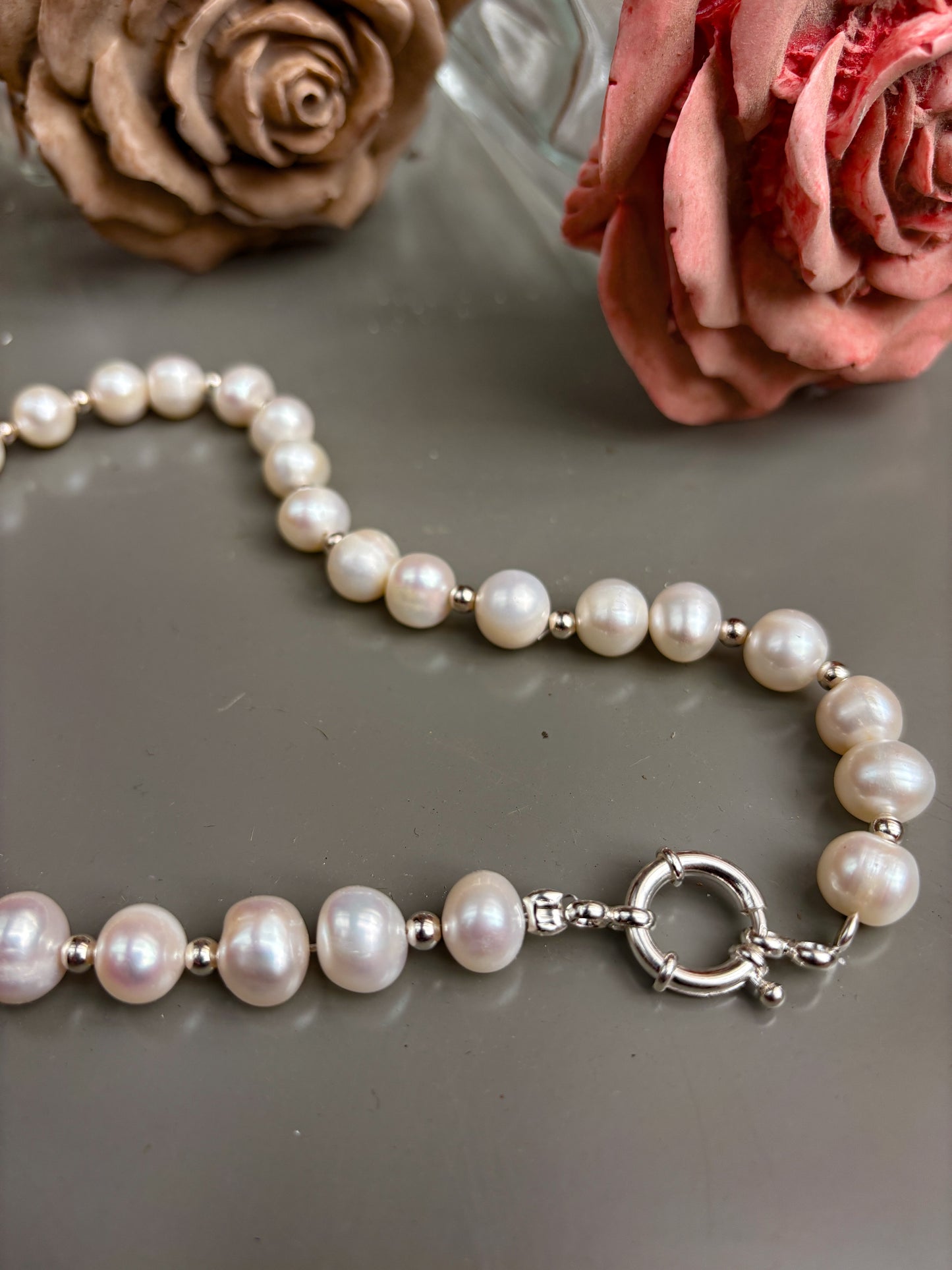 Collar de Perlas con cierre Marinero de Plata