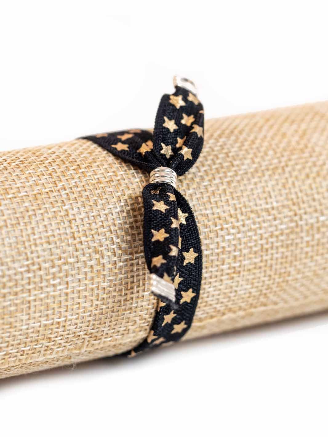 Abeja de plata dorada con tela de estrellas doradas