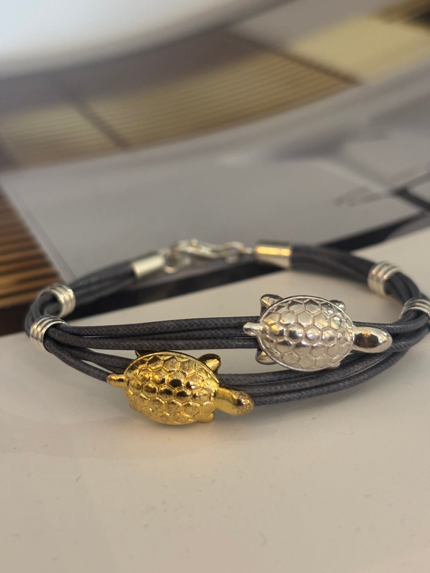 Pareja de tortugas de plata y plata dorada