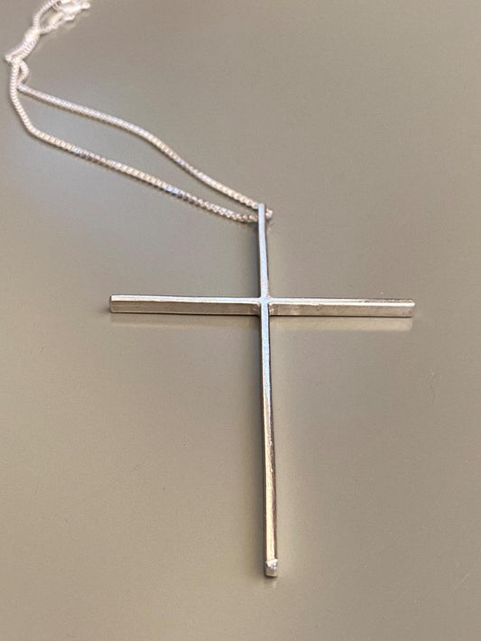 Cruz XL de plata | Cadena veneciana